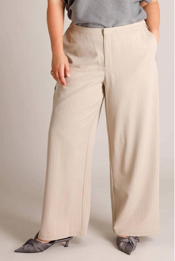 Yest Curve wide leg gestreepte broek Plus Size beige