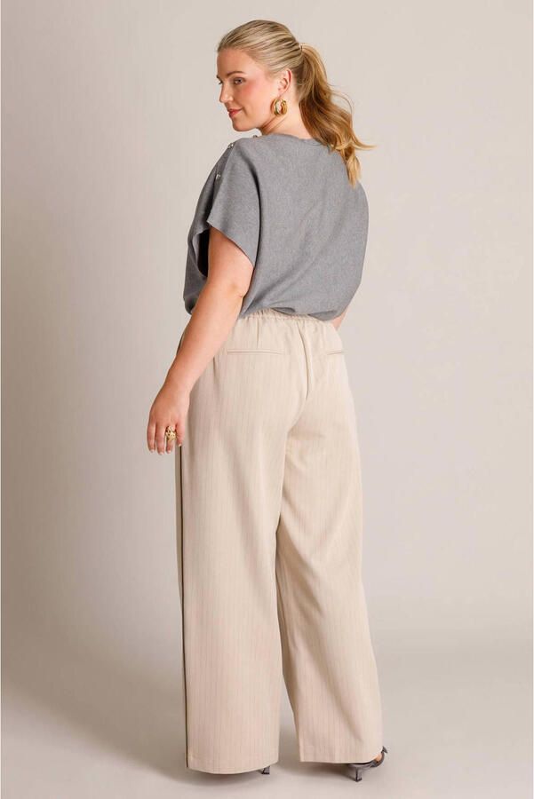 Yest Curve wide leg gestreepte broek Plus Size beige - Foto 3