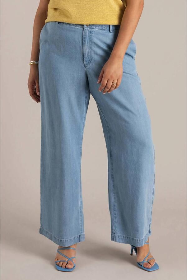 Yest Curve wide leg high waist broek light blue denim