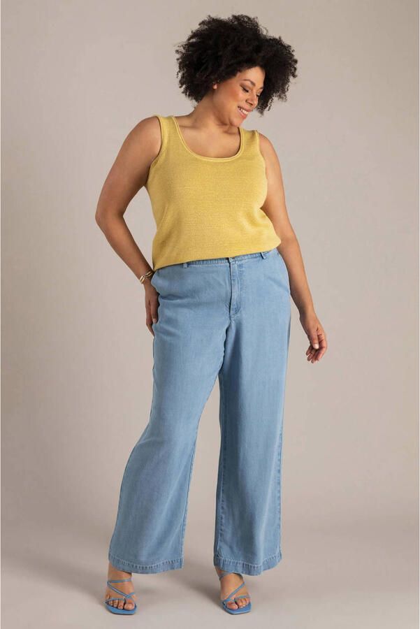 Yest Curve wide leg high waist broek light blue denim - Foto 3