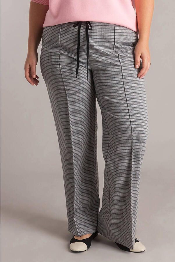 Yest Curve wide leg high waist geruite casual broek lichtgrijs