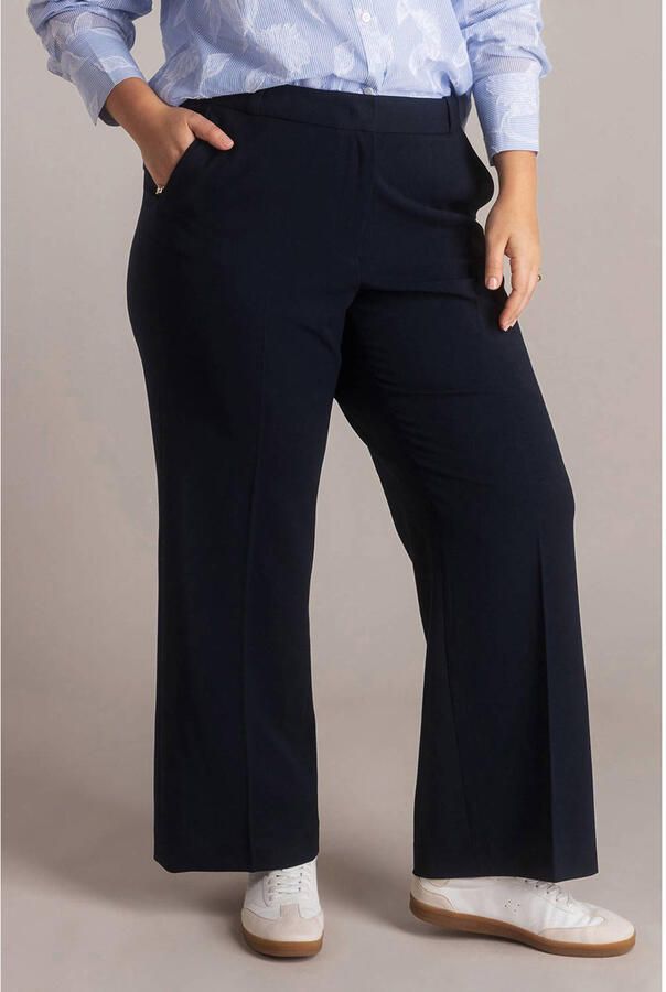Yest Curve wide leg regular waist broek blauw