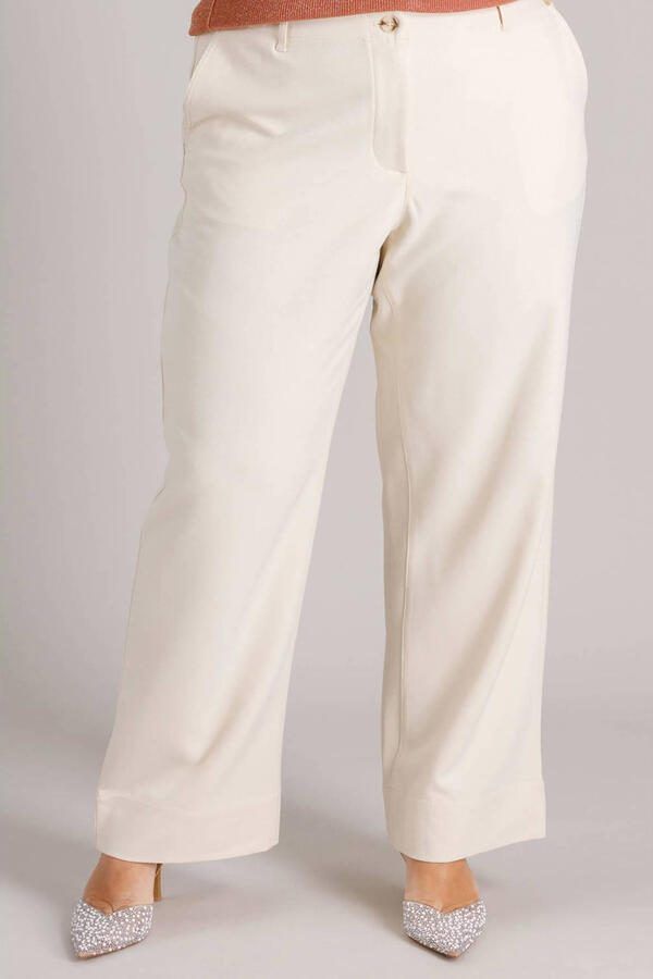 Yest Curve wide leg regular waist broek ecru