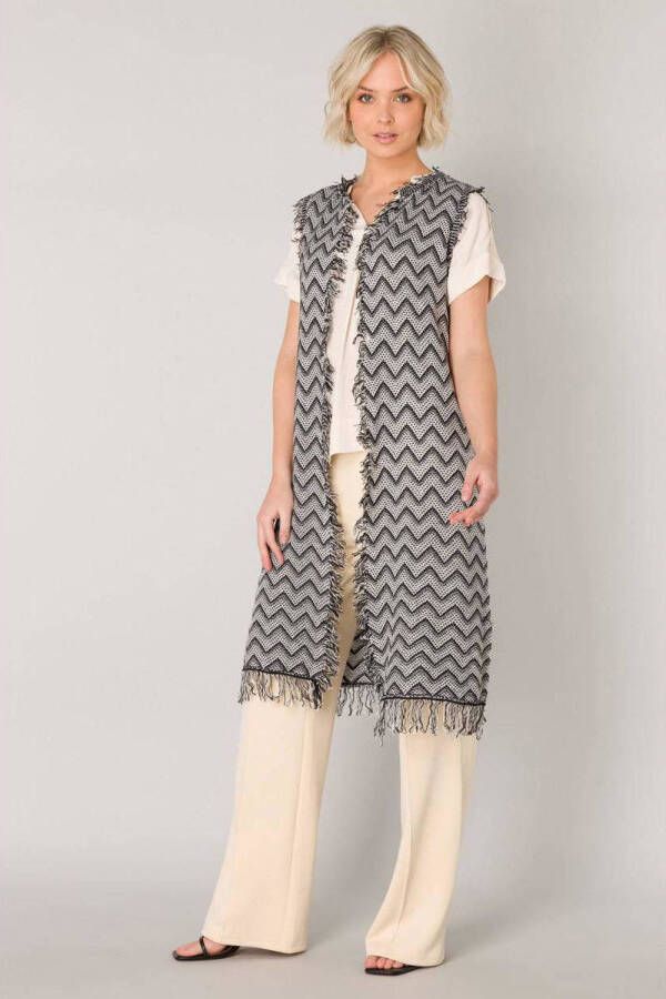 Yest gilet met all over print zwart wit
