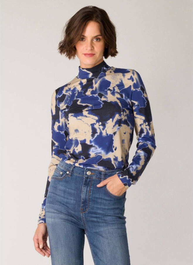 Yest jersey top met all over print donkerblauw zand