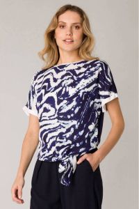Yest T-shirt met all over print donkerblauw wit