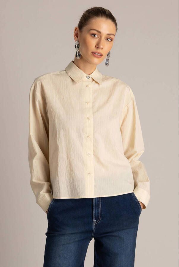 Yest blouse met krijtstreep ecru