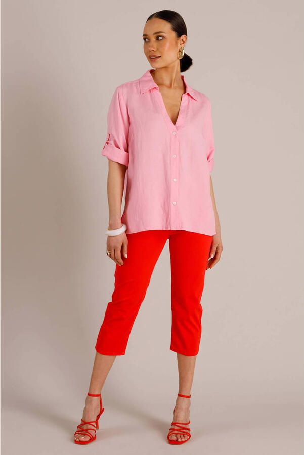 Yest blouse met linnen lichtroze - Foto 2