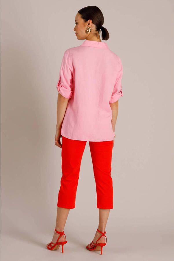 Yest blouse met linnen lichtroze - Foto 3
