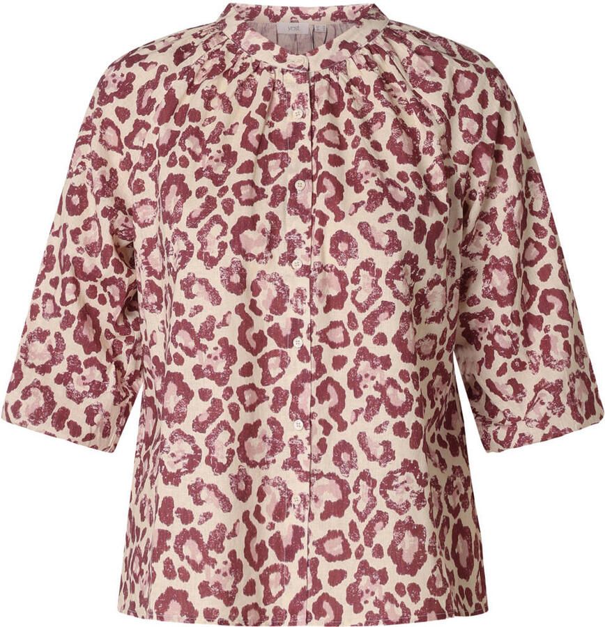 Yest blouse met linnen met dierenprint ecru - Foto 2