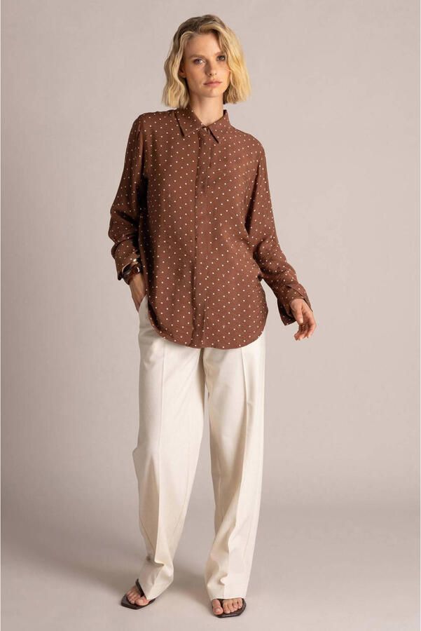 Yest blouse met print bruin - Foto 3