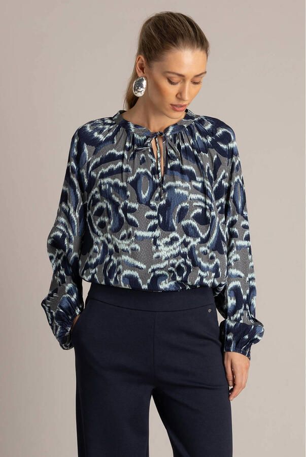 Yest blouse met print grijs meerkleurig