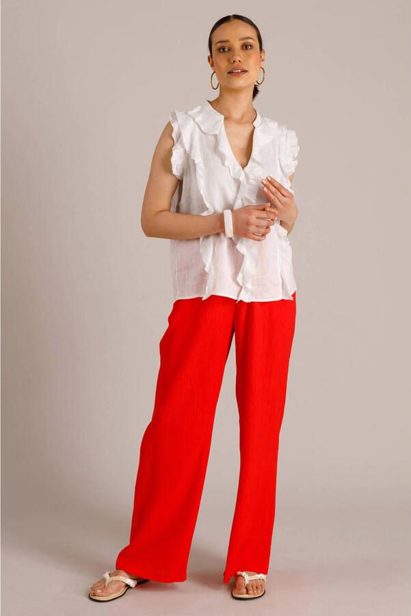 Yest blousetop met linnen wit - Foto 3
