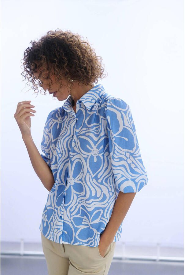 Yest gebloemde blouse blauw - Foto 2
