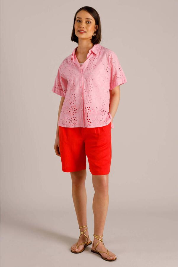 Yest gebloemde blouse broderie roze - Foto 2
