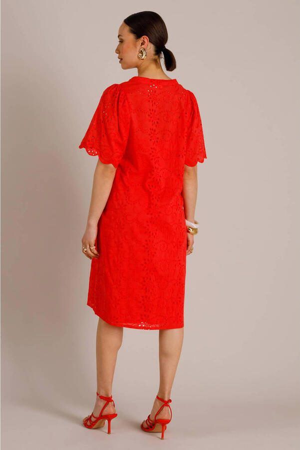 Yest gebloemde midi jurk broderie rood - Foto 2