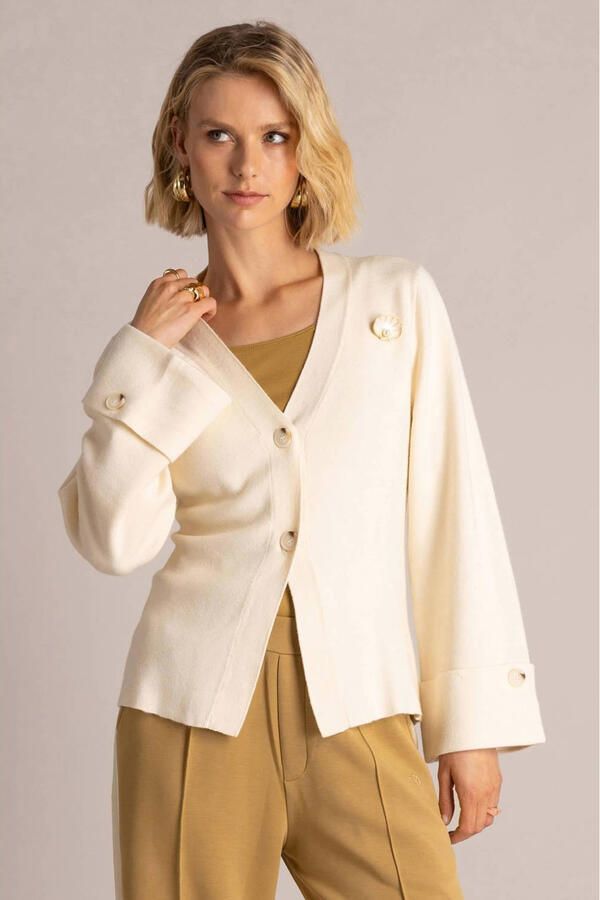 Yest gebreid vest beige
