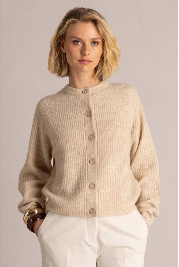 Yest gebreid vest met wol beige
