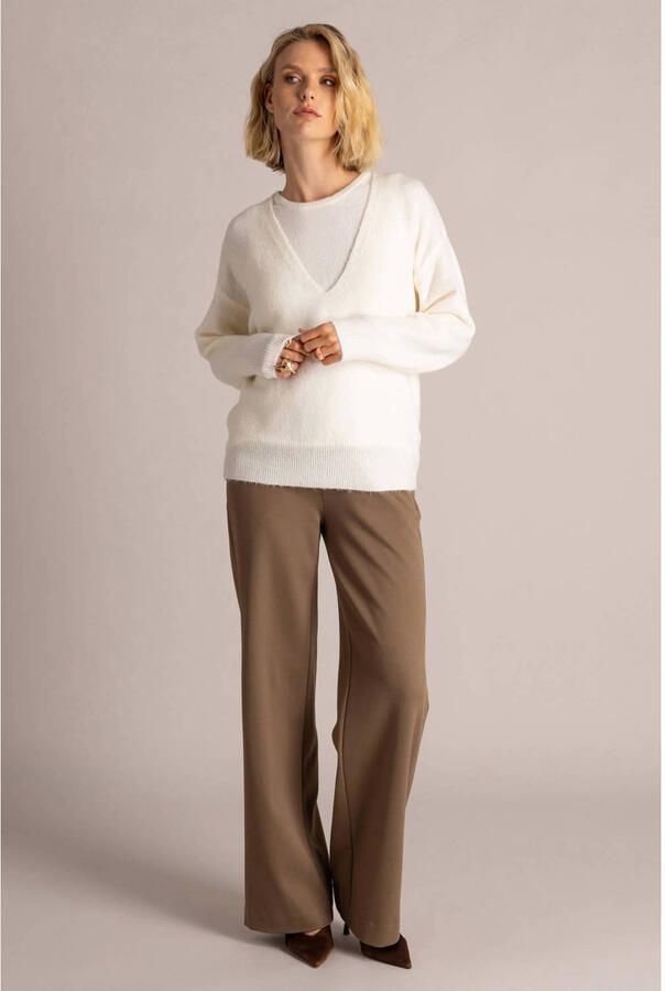 Yest gebreide trui met cut-out en wol beige - Foto 2