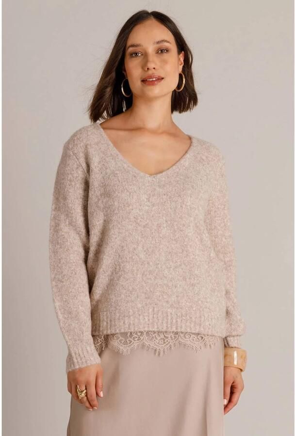 Yest gebreide trui met wol beige