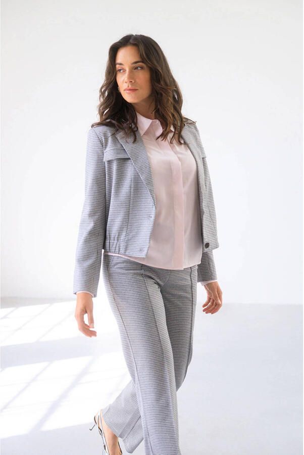 Yest geruit cropped blazer grijs