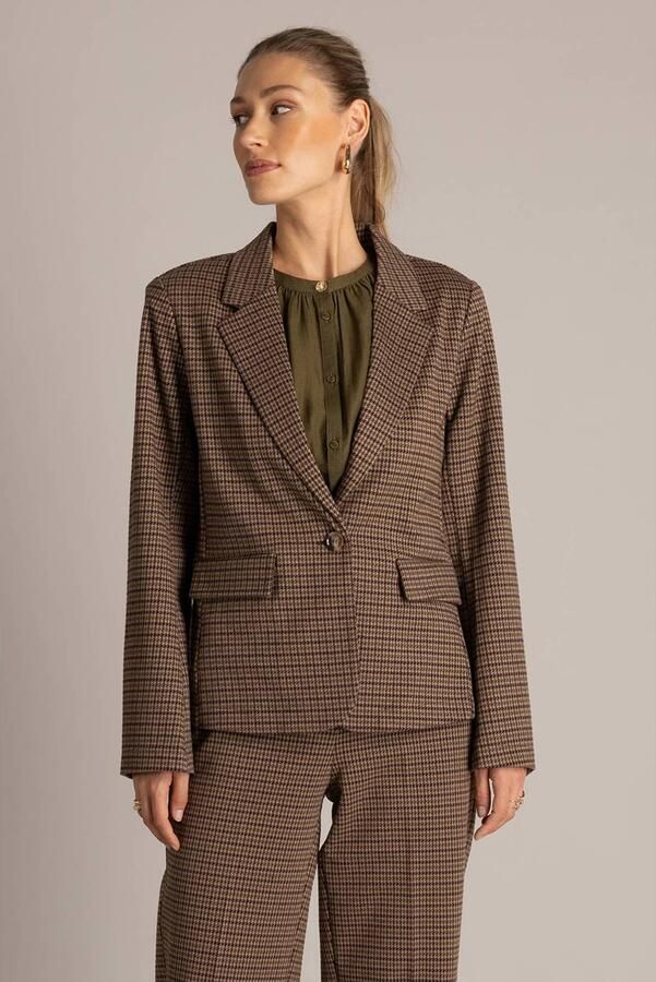 Yest geruite blazer bruin