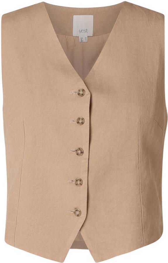 Yest gilet met linnen beige - Foto 3