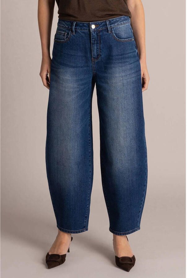 Yest high barrel jeans donkerblauw