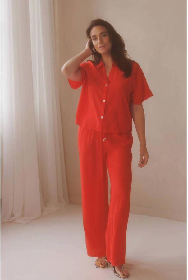 Yest high waist broek rood - Foto 2