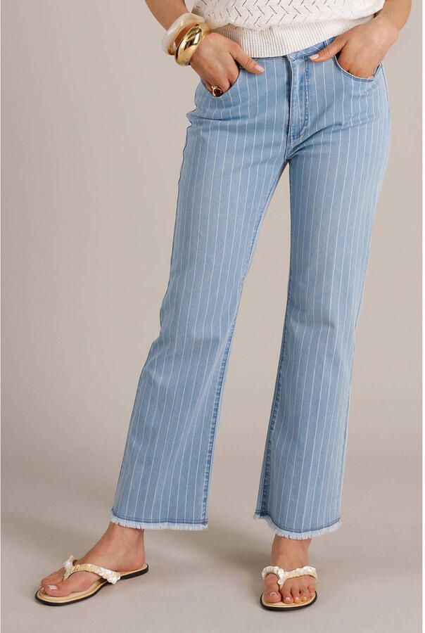 Yest high waist gestreepte bootcut jeans light blue denim