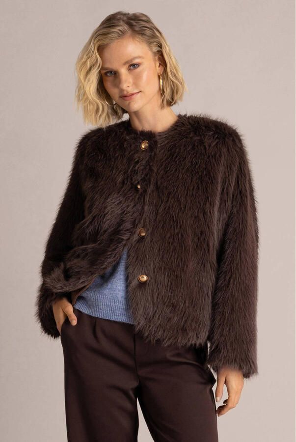 Yest imitatiebont winterjas bruin