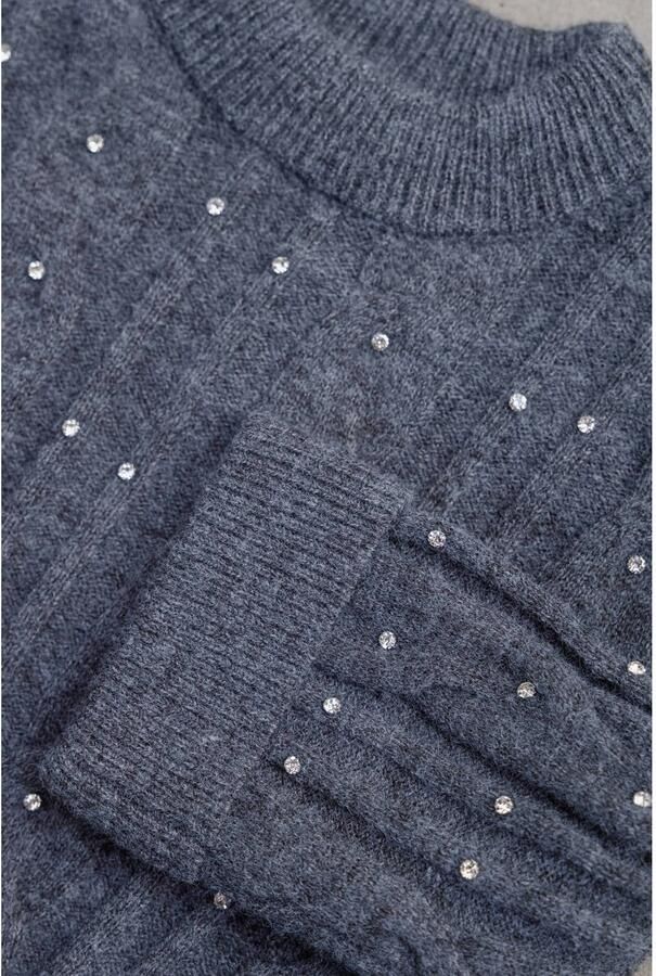 Yest pullover met strass-steentjes grijs