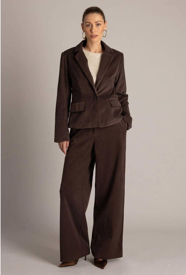 Yest regular blazer met corduroy details bruin - Foto 2