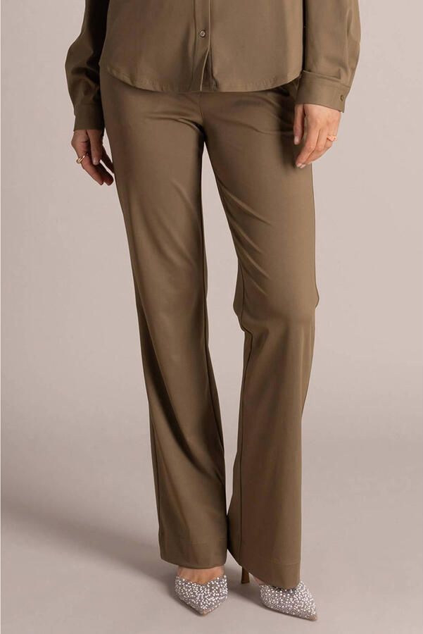 Yest regular waist flared broek olijfgroen
