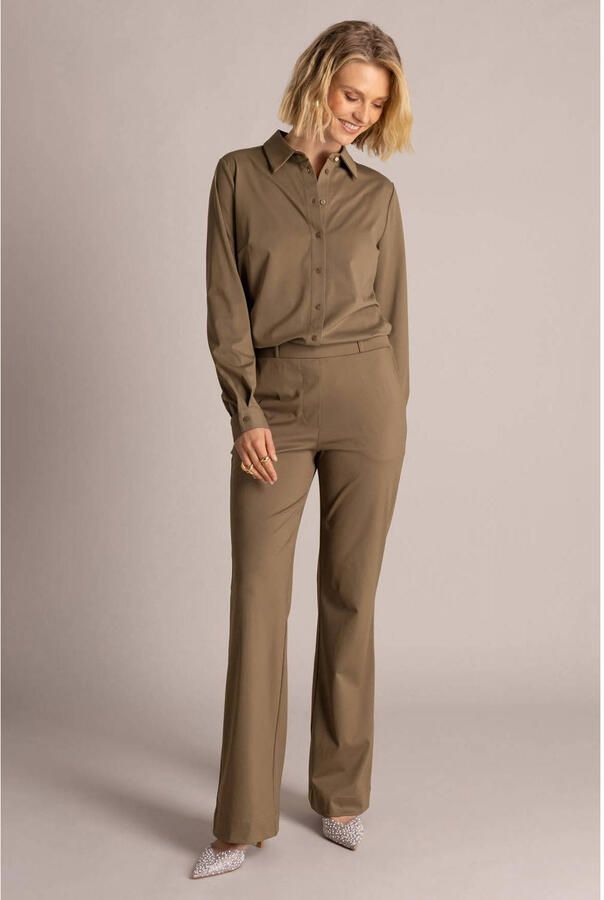 Yest regular waist flared broek olijfgroen - Foto 2