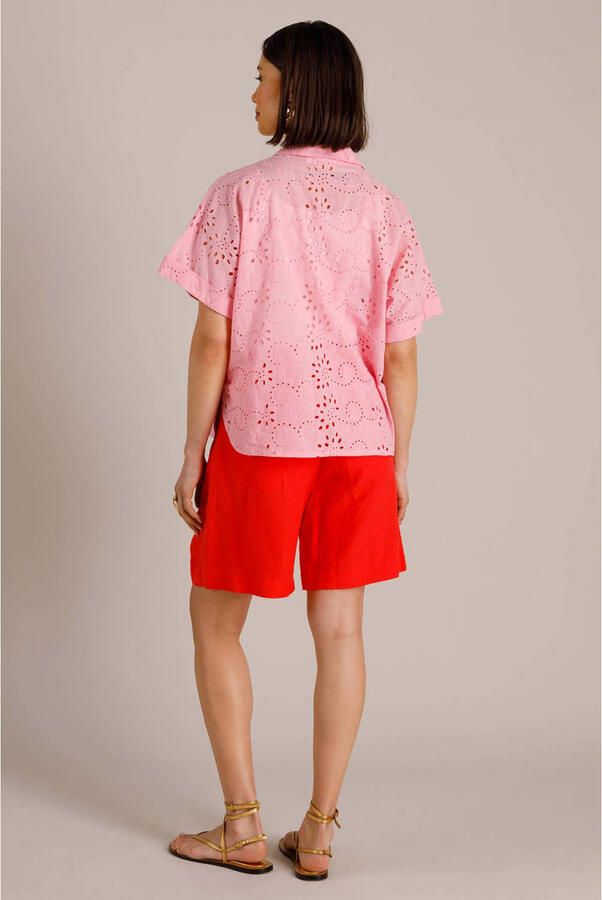 Yest regular waist casual short met linnen rood - Foto 2
