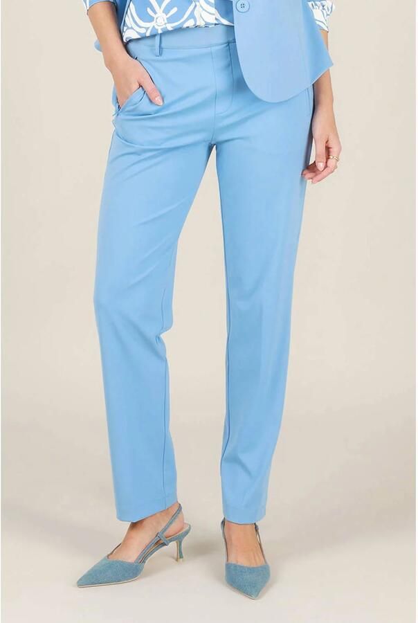 Yest regular waist pantalon travelstof blauw