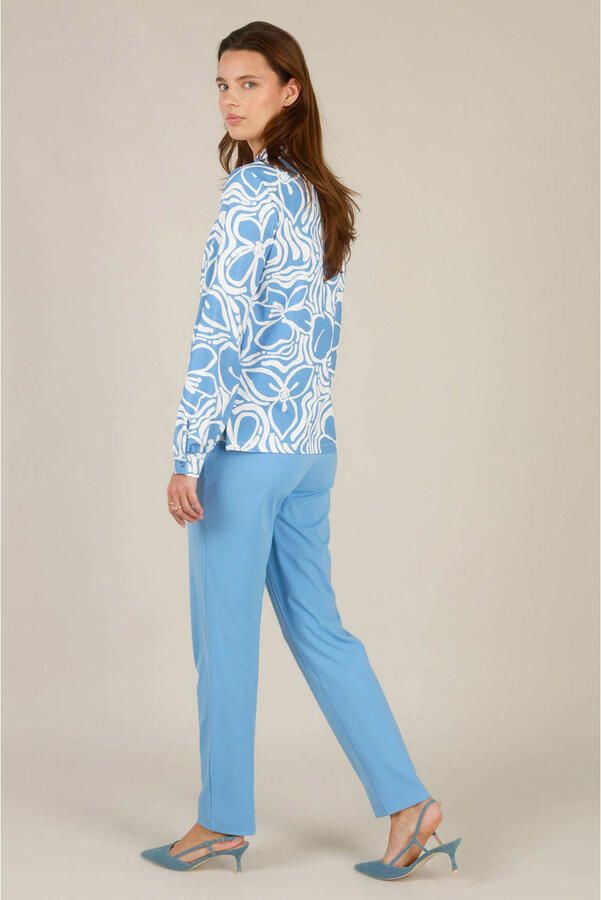 Yest regular waist pantalon travelstof blauw - Foto 3