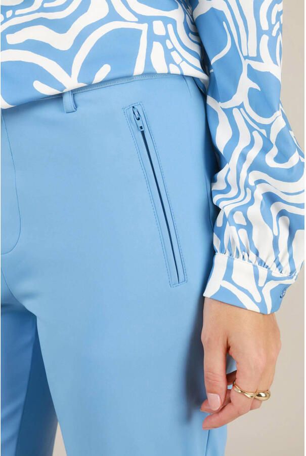 Yest regular waist pantalon travelstof blauw - Foto 2