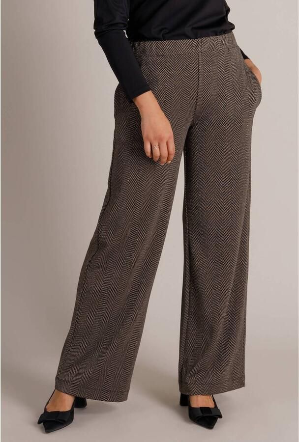Yest straight leg broek met glitters zwart taupe