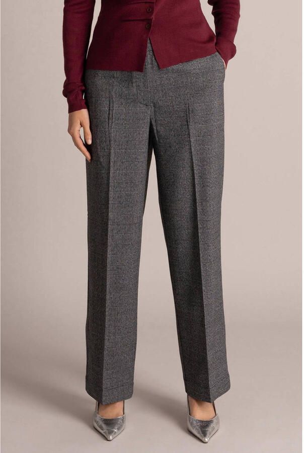 Yest straight leg cropped geruite broek