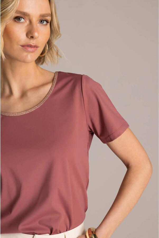 Yest T-shirt oudroze travelstof met lurex