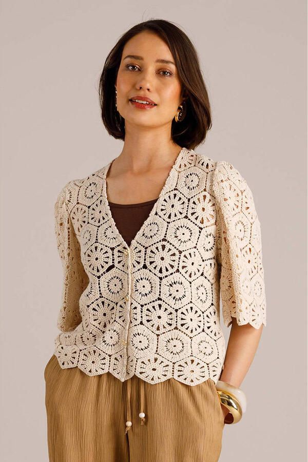 Yest top crochet crème