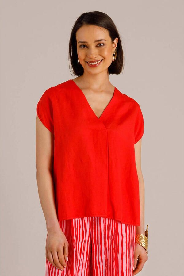 Yest top met linnen rood