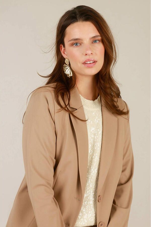 Yest travelstof blazer lichtbruin