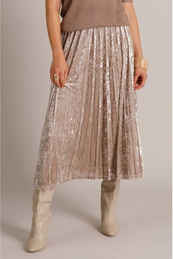 Yest velours midi plissé rok taupe