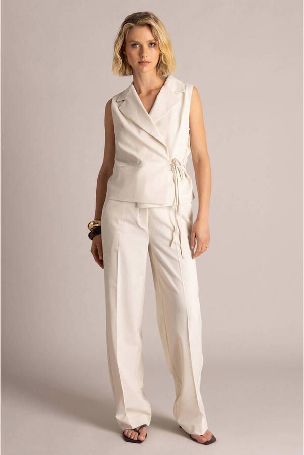 Yest wide leg broek beige - Foto 3