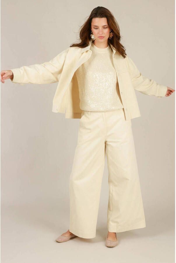 Yest wide leg broek ecru - Foto 2