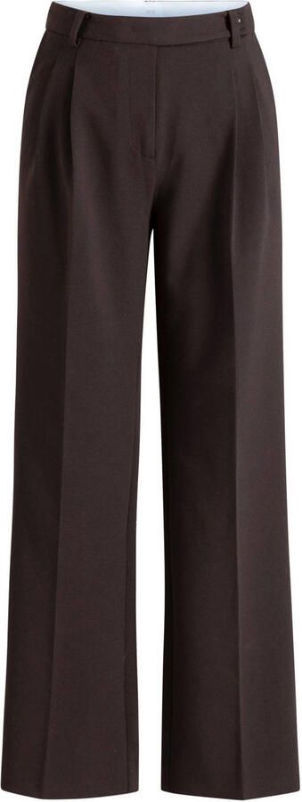 Yest wide leg broek met plooien bruin - Foto 3