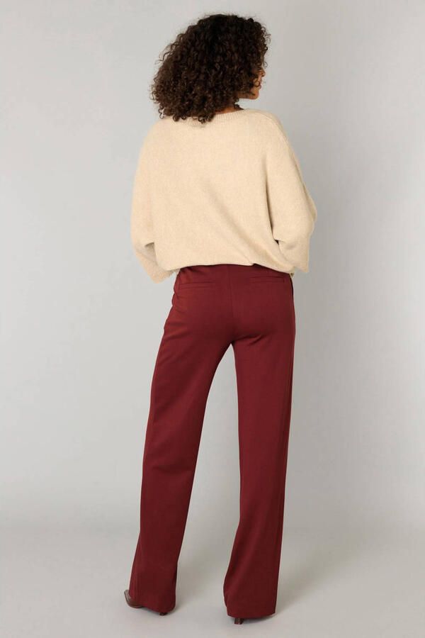 Yest wide leg high waist casual broek donkerrood - Foto 2